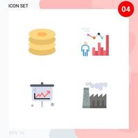 Modern Set of 4 Flat Icons Pictograph of dish projector meal efficiency banking Editable Vector Design Elements