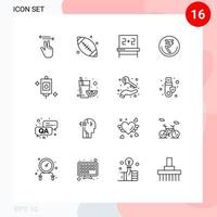 16 Universal Outlines Set for Web and Mobile Applications trade inr blackboard indian currency Editable Vector Design Elements