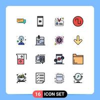 conjunto de 16 iconos de interfaz de usuario modernos símbolos signos para creatividad pago cuadrado identidad sonora elementos de diseño de vectores creativos editables