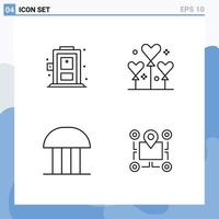 Modern Set of 4 Filledline Flat Colors and symbols such as home court building balloon valentine courthouse Editable Vector Design Elements