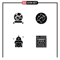 Modern Set of 4 Solid Glyphs and symbols such as ribbon fight play no fireman Editable Vector Design Elements