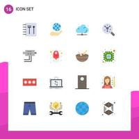 16 Universal Flat Color Signs Symbols of security cam network science atom Editable Pack of Creative Vector Design Elements