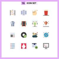 16 Universal Flat Color Signs Symbols of refree shirt hand food pop Editable Pack of Creative Vector Design Elements