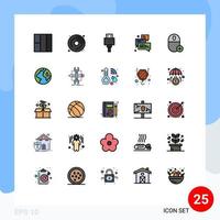 conjunto de 25 iconos de interfaz de usuario modernos signos de símbolos para dispositivos agregar mensajes de flecha de almacenamiento elementos de diseño vectorial editables vector