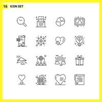 16 Universal Outline Signs Symbols of instant bulk chart study ethanol Editable Vector Design Elements