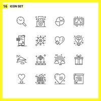 16 Universal Outline Signs Symbols of instant bulk chart study ethanol Editable Vector Design Elements