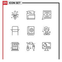 9 Universal Outline Signs Symbols of assistant home communication furniture inbox Editable Vector Design Elements