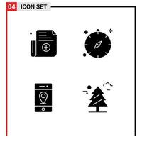 Stock Vector Icon Pack of 4 Line Signs and Symbols for form map compass navigation signs Editable Vector Design Elements