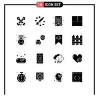 16 User Interface Solid Glyph Pack of modern Signs and Symbols of pot luck content management gold layout Editable Vector Design Elements