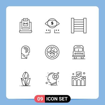 Outline Pack of 9 Universal Symbols of message business digital switch manipulate Editable Vector Design Elements