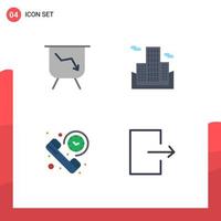 Universal Icon Symbols Group of 4 Modern Flat Icons of board summary building call arrow Editable Vector Design Elements