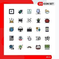 Stock Vector Icon Pack of 25 Line Signs and Symbols for duck light file lamp design Editable Vector Design Elements
