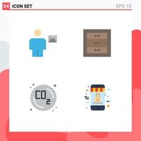 Set of 4 Modern UI Icons Symbols Signs for avatar co human cabinets pollution Editable Vector Design Elements