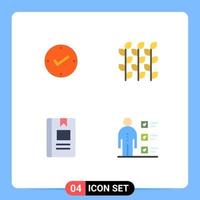 Universal Icon Symbols Group of 4 Modern Flat Icons of open book check grain knowledge Editable Vector Design Elements
