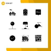 Modern Set of 9 Solid Glyphs and symbols such as light desk chat multimedia media Editable Vector Design Elements