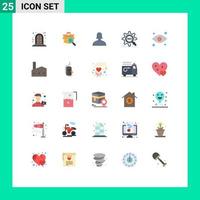 Modern Set of 25 Flat Colors and symbols such as watching eye support setting target Editable Vector Design Elements