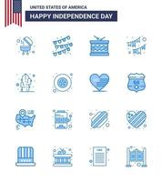 16 Creative USA Icons Modern Independence Signs and 4th July Symbols of flower garland irish party buntings Editable USA Day Vector Design Elements