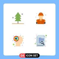 Mobile Interface Flat Icon Set of 4 Pictograms of forest maze tree firefighter document Editable Vector Design Elements