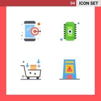 4 Thematic Vector Flat Icons and Editable Symbols of dartboard email marketing chip ram emarketing Editable Vector Design Elements