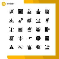 Editable Vector Line Pack of 25 Simple Solid Glyphs of list check list user teacher podium Editable Vector Design Elements