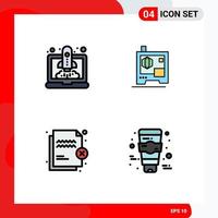 Pack of 4 Modern Filledline Flat Colors Signs and Symbols for Web Print Media such as boost protection startup scanner transfer Editable Vector Design Elements