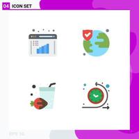 Group of 4 Flat Icons Signs and Symbols for business report summer data evaluation protection regular Editable Vector Design Elements