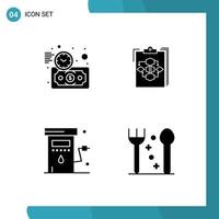 Universal Icon Symbols Group of 4 Modern Solid Glyphs of budget estimate work time diagram energy Editable Vector Design Elements