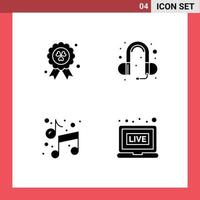 User Interface Pack of Basic Solid Glyphs of award paint ear music live Editable Vector Design Elements