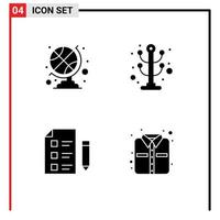 4 Universal Solid Glyphs Set for Web and Mobile Applications sports accessories school clothes rack test Editable Vector Design Elements