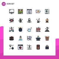 Stock Vector Icon Pack of 25 Line Signs and Symbols for game new browser design interface Editable Vector Design Elements