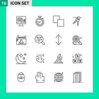 Set of 16 Modern UI Icons Symbols Signs for powder calendar clone keys key Editable Vector Design Elements