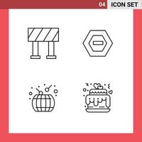 Universal Icon Symbols Group of 4 Modern Filledline Flat Colors of block drum negative asian cake Editable Vector Design Elements