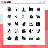 Pictogram Set of 25 Simple Solid Glyphs of target file beach document communication Editable Vector Design Elements