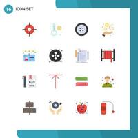 Pictogram Set of 16 Simple Flat Colors of code movie reel income movie driver Editable Pack of Creative Vector Design Elements