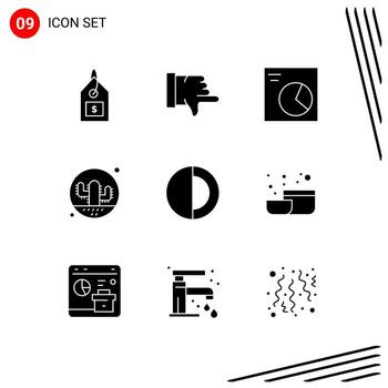 9 Creative Icons Modern Signs and Symbols of structure science pie cacti nature Editable Vector Design Elements