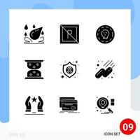 conjunto de 9 iconos modernos de la interfaz de usuario signos de símbolos para el cáncer protegen la flecha del dólar cargando elementos de diseño vectorial editables vector