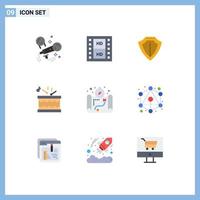 Set of 9 Modern UI Icons Symbols Signs for location sticks sheild music drum Editable Vector Design Elements