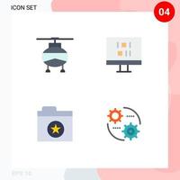 4 Thematic Vector Flat Icons and Editable Symbols of helicopter star vehicles sync setting Editable Vector Design Elements