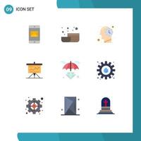 Modern Set of 9 Flat Colors Pictograph of diamond success mind solution challenge Editable Vector Design Elements