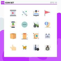 Universal Icon Symbols Group of 16 Modern Flat Colors of mobile mark spa flag crime Editable Pack of Creative Vector Design Elements