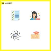 Editable Vector Line Pack of 4 Simple Flat Icons of check milky way page journalist hotel Editable Vector Design Elements