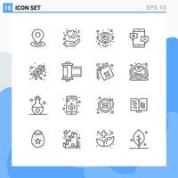 Universal Icon Symbols Group of 16 Modern Outlines of promotion media business community vision Editable Vector Design Elements