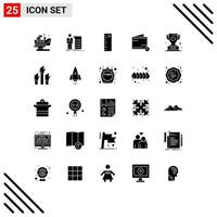 Universal Icon Symbols Group of 25 Modern Solid Glyphs of trophy money presentation e close Editable Vector Design Elements