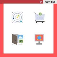 4 Universal Flat Icons Set for Web and Mobile Applications orbit coding solar system add page Editable Vector Design Elements