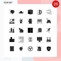 25 User Interface Solid Glyph Pack of modern Signs and Symbols of wind direction check research fund laboratory Editable Vector Design Elements