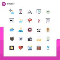 Modern Set of 25 Flat Colors and symbols such as organic no diet link tv internet Editable Vector Design Elements