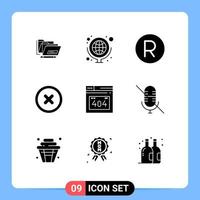 Modern Set of 9 Solid Glyphs and symbols such as http error error rand ui basic Editable Vector Design Elements