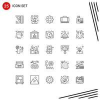 Group of 25 Lines Signs and Symbols for gold bank setting bag vehicle Editable Vector Design Elements