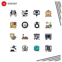 Mobile Interface Flat Color Filled Line Set of 16 Pictograms of direct call ad tagline basic Editable Creative Vector Design Elements