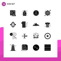 Set of 16 Vector Solid Glyphs on Grid for new year chinese business china profile Editable Vector Design Elements